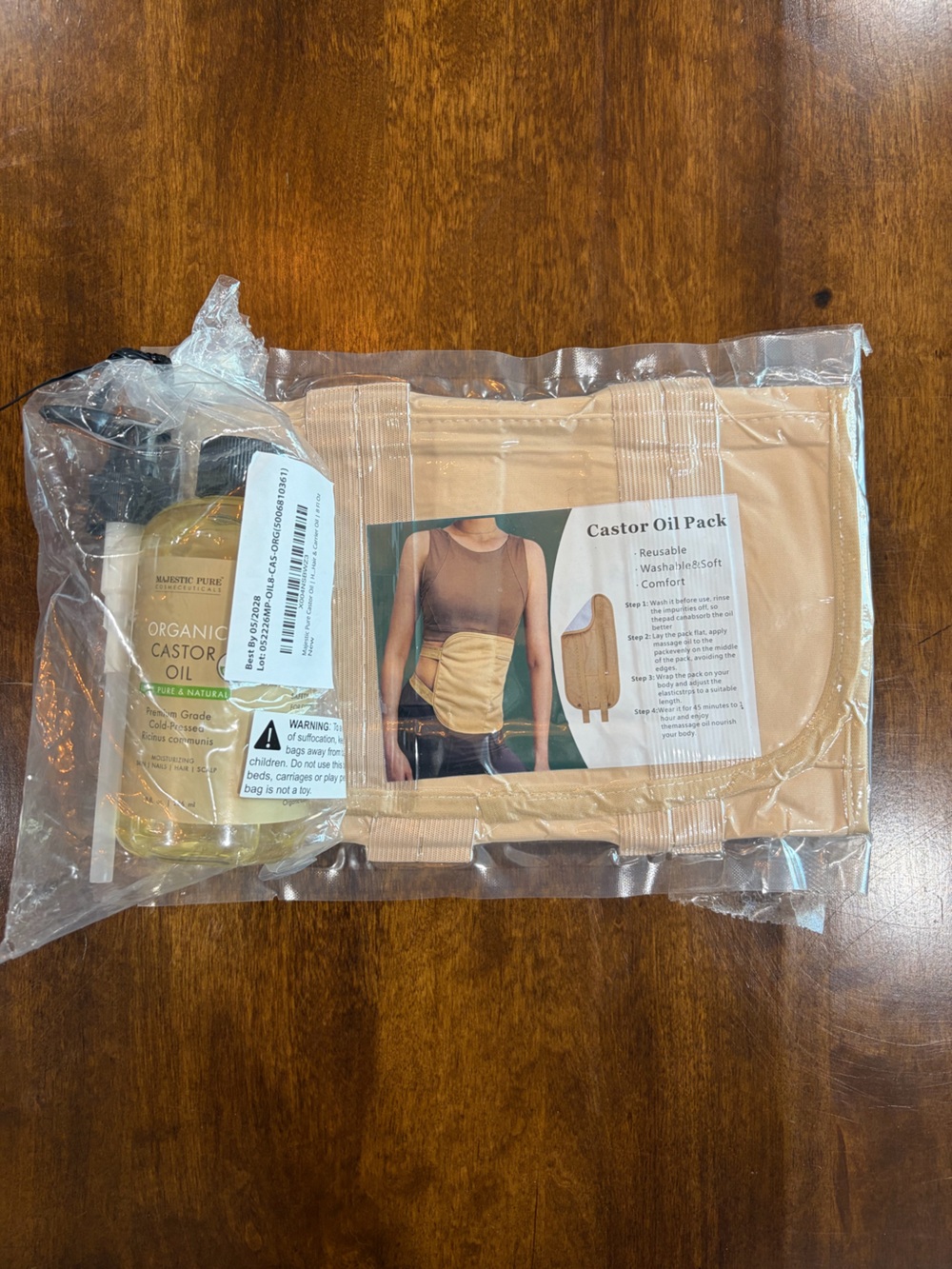 Beige Castor Oil Pack Wrap – Gentle Abdominal Support